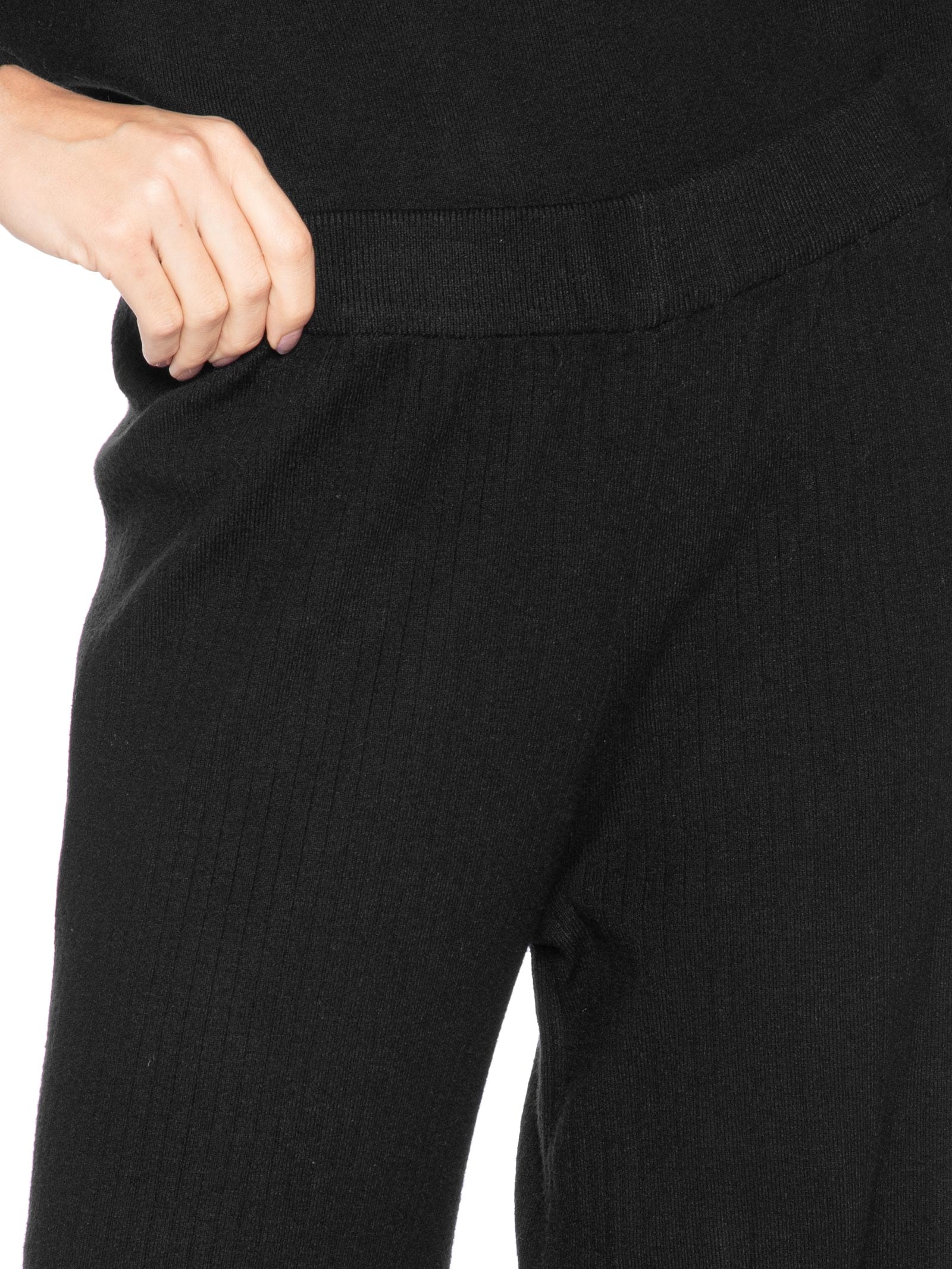 Calça Feminina Tricot Canelada Preto Basiq
