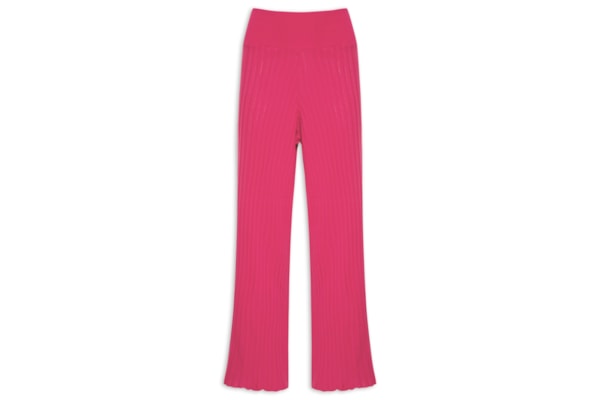 Calça Feminina Tricot Com Plissados - Rosa