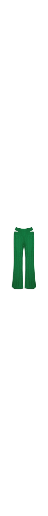 Calça Feminina Tricot Com Recortes Na Cintura - Verde