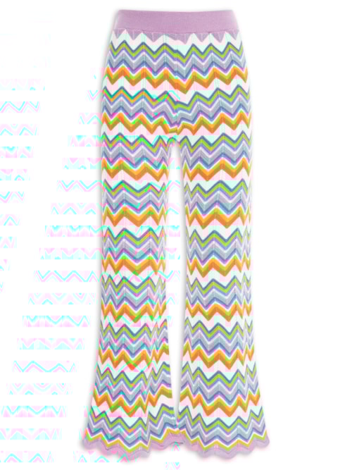 Calça Feminina Tricot Jacquard Zig Zag - Lilás