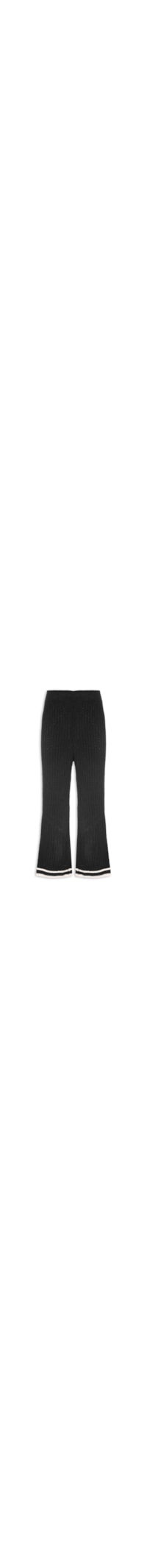 Calça Feminina Tricot Listras Barra - Preto