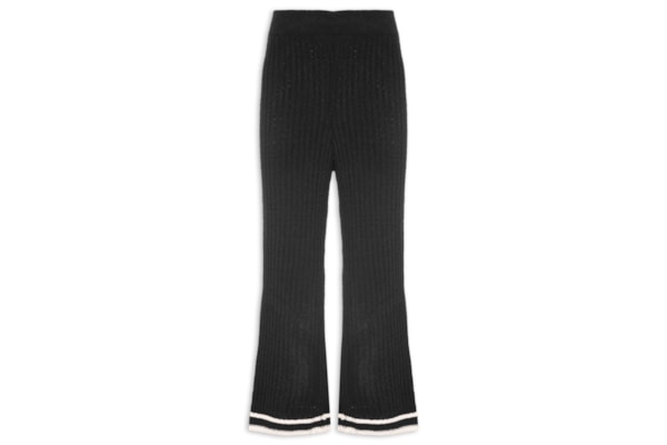 Calça Feminina Tricot Listras Barra - Preto