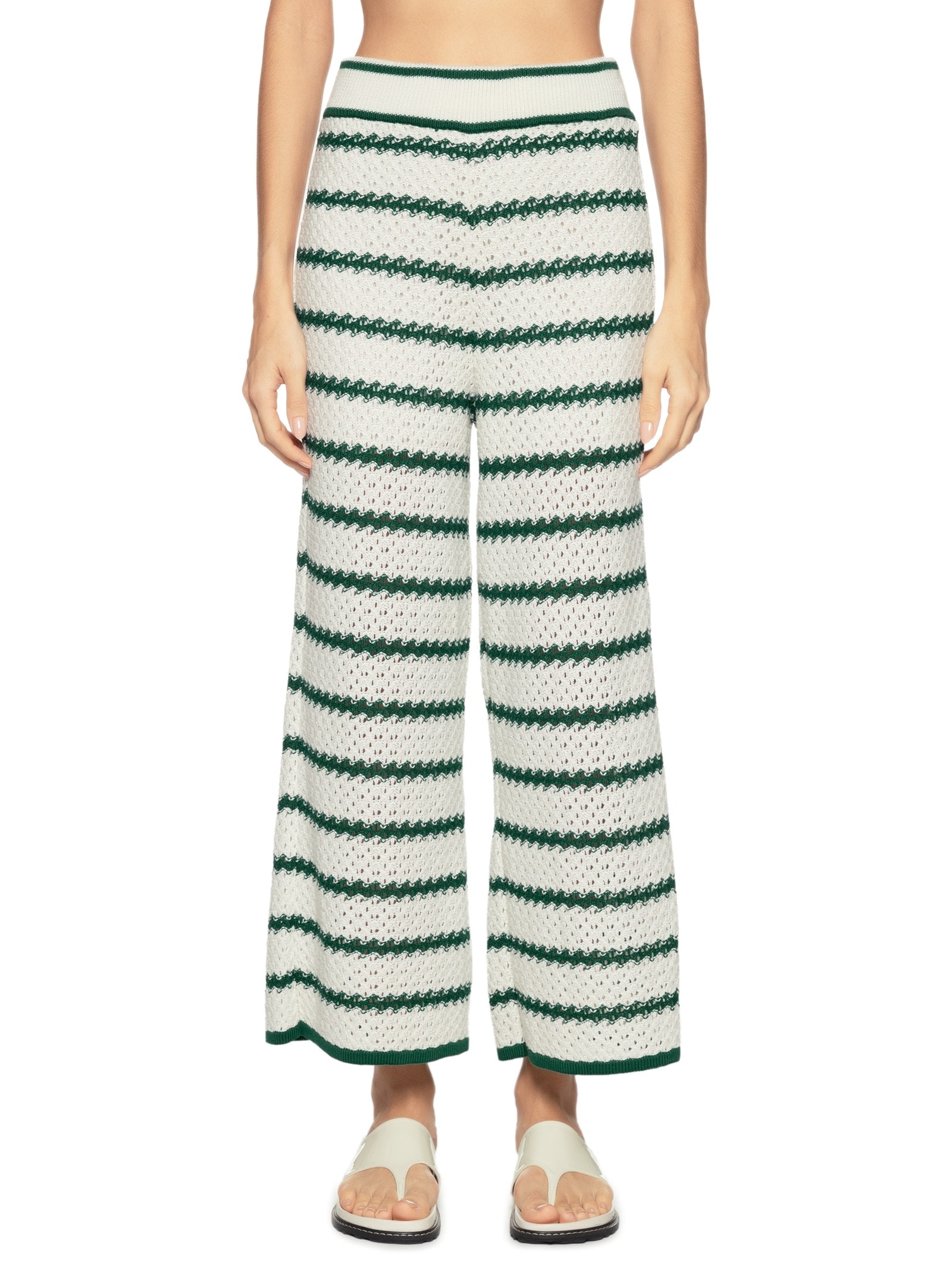 Calça Feminina Tricot Listras Verde Dress To