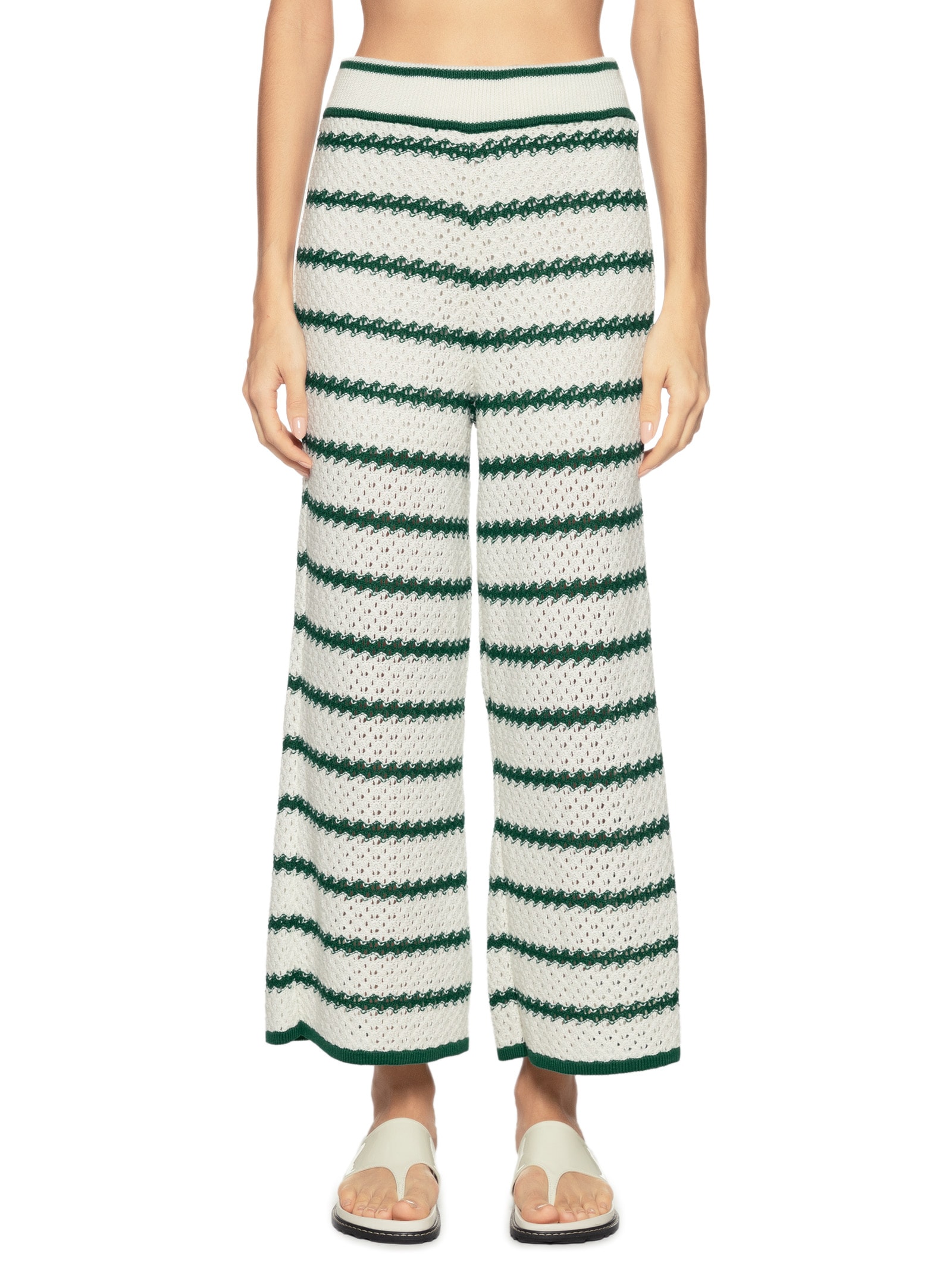 Calça Feminina Tricot Listras Verde Dress To