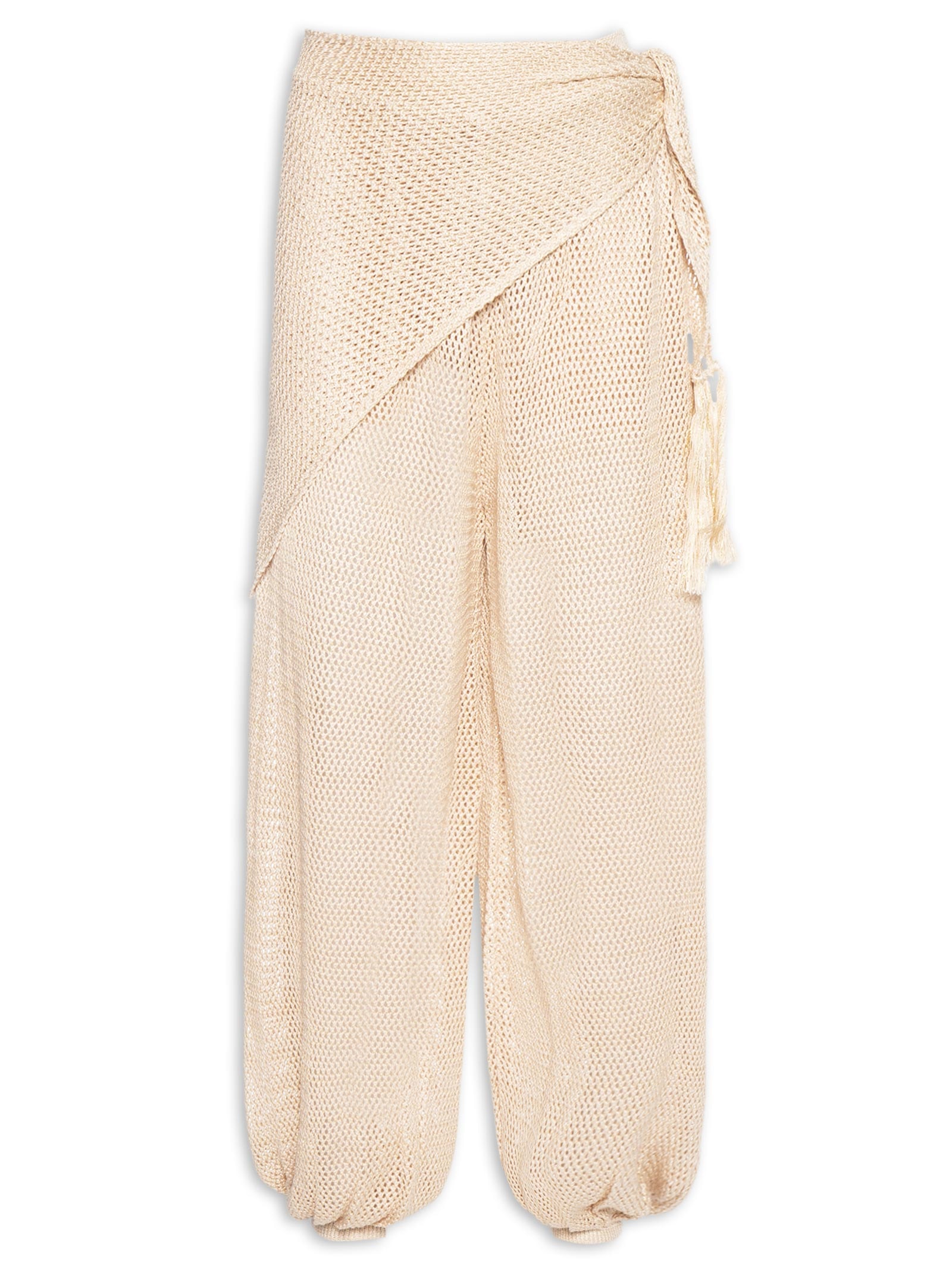 Calça Feminina Tricot Lurex Lenço Dourado Dress To