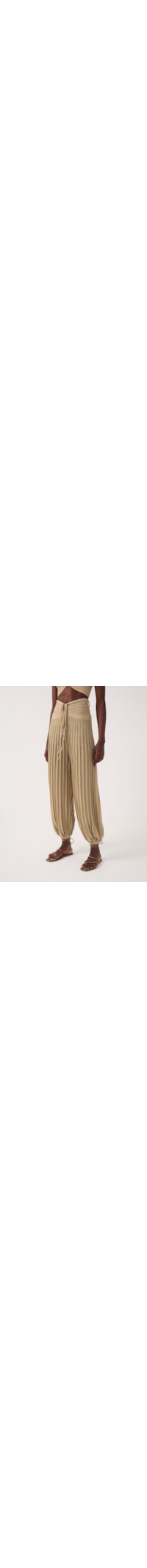 Calça Feminina Tricot Pala Franzida Lurex - Dourado