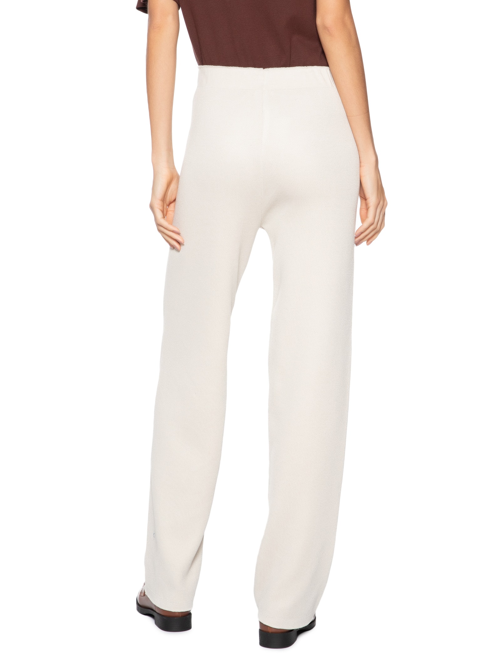 Calça Feminina Tricot Pantalona Off White Basiq