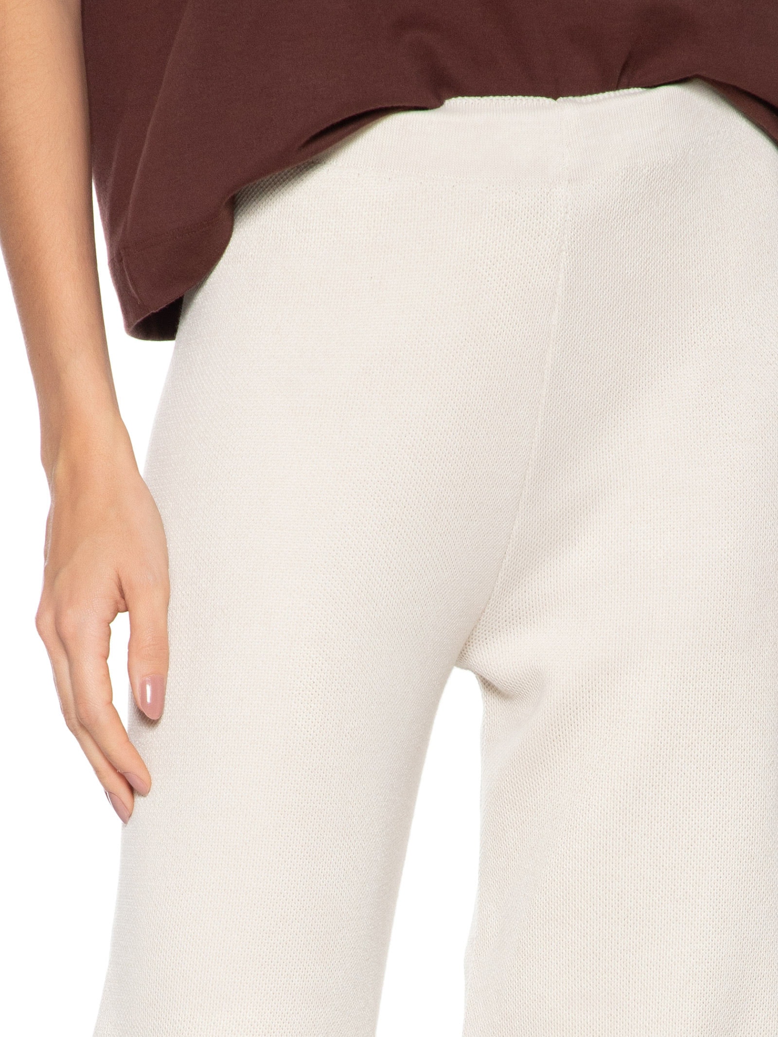 Calça Feminina Tricot Pantalona Off White Basiq