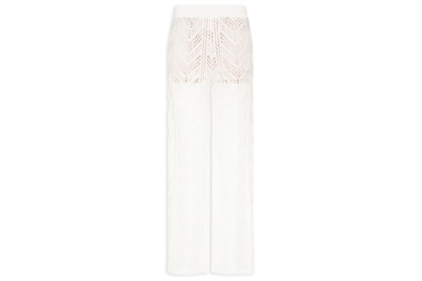 Calça Feminina Tricot Ponto Crochet - Branco