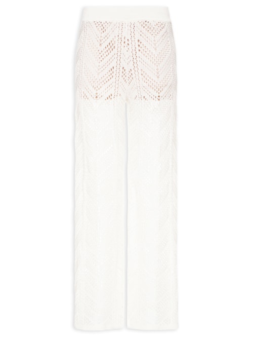 Calça Feminina Tricot Ponto Crochet – Branco
