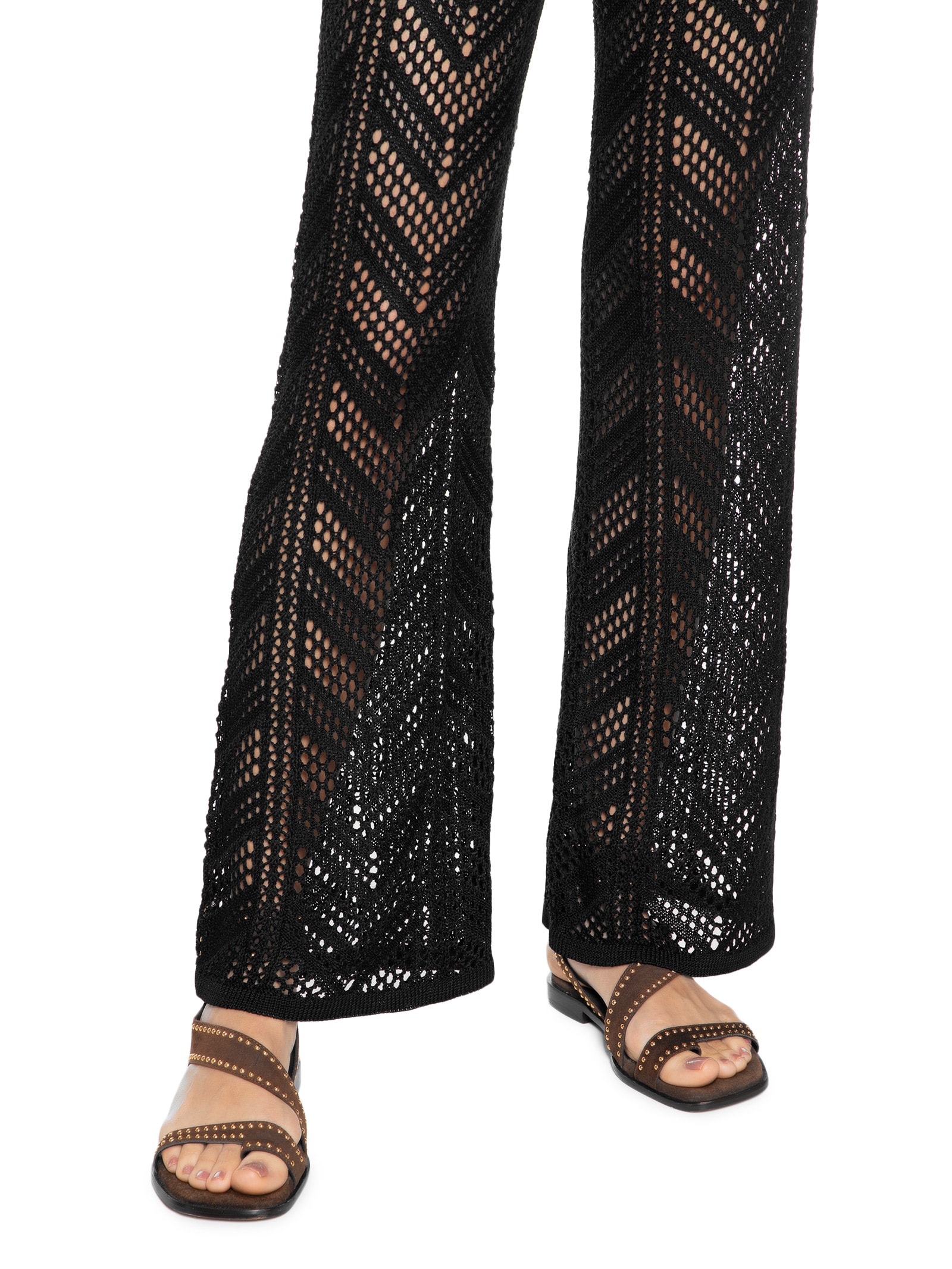  Calça Feminina Tricot Ponto Crochet Preto Maria Filó