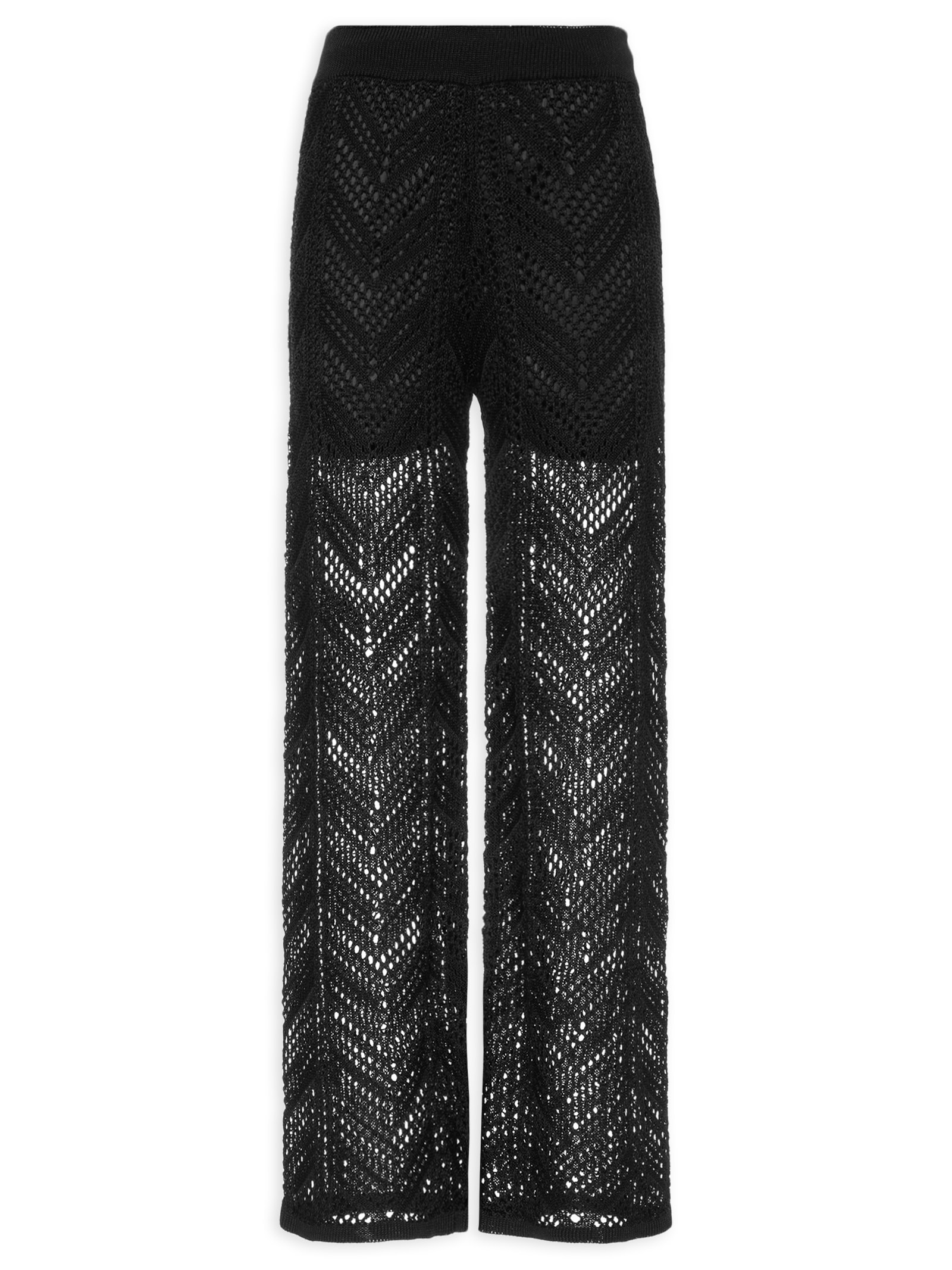  Calça Feminina Tricot Ponto Crochet Preto Maria Filó