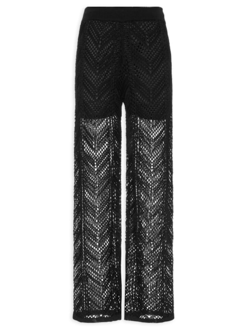 Calça Feminina Tricot Ponto Crochet – Preto