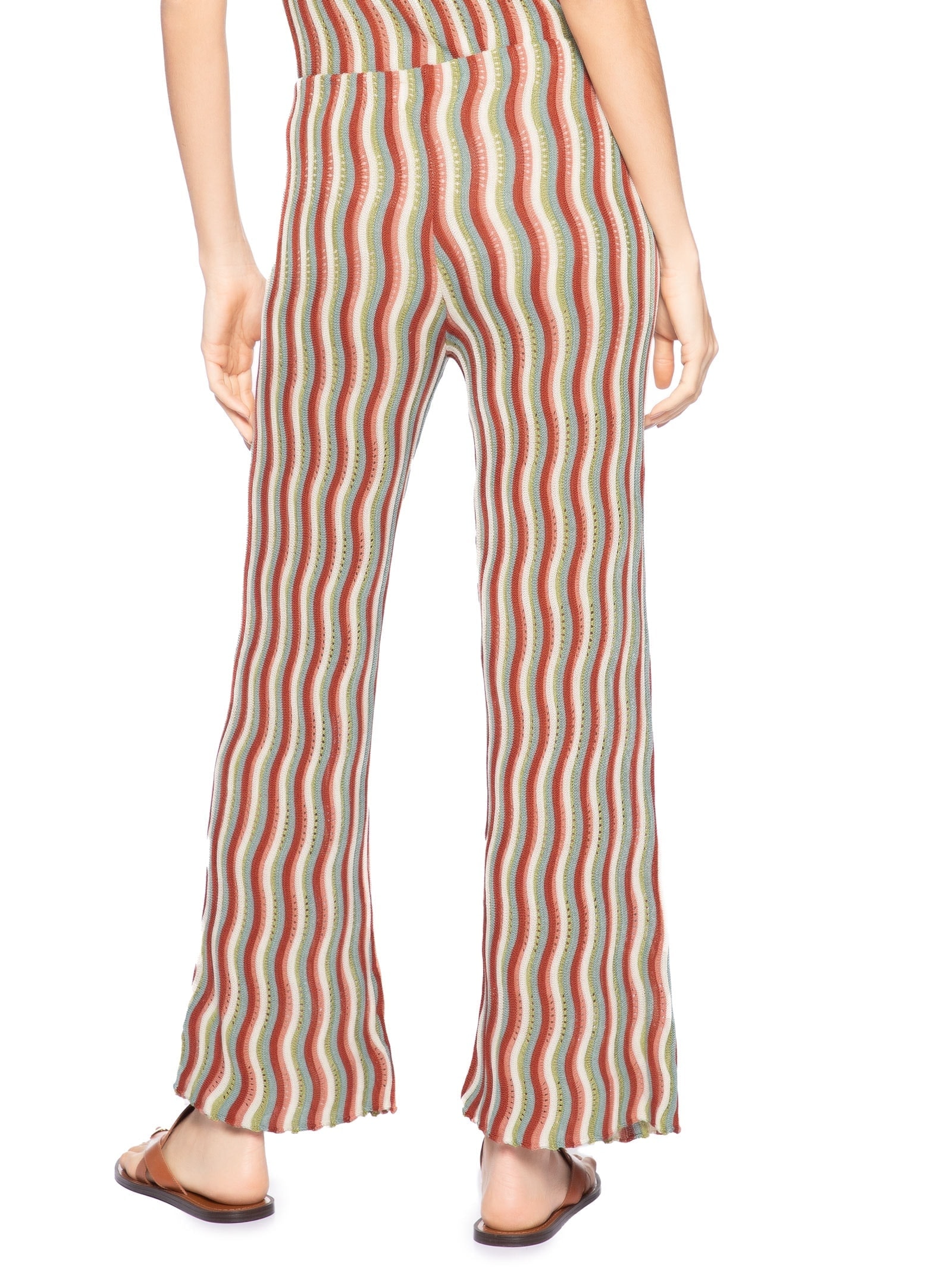 Calça Feminina Tricot Ponto Ondas Azul Maria Filó
