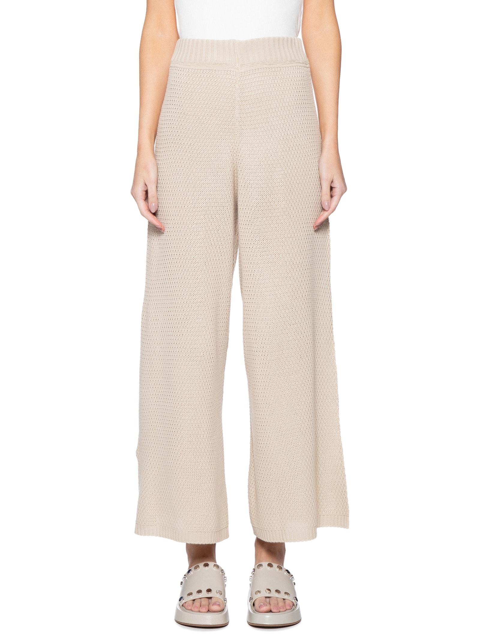 Calça Feminina Tricot Reta Bege  Cantão