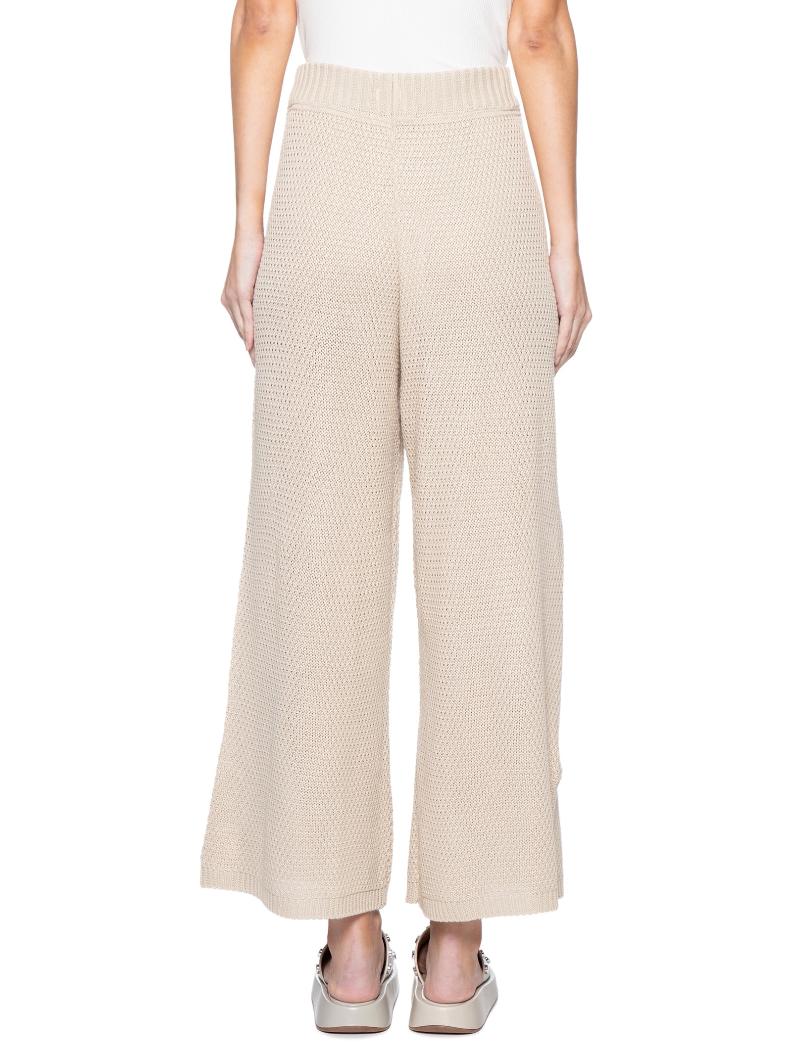 Calça Feminina Tricot Reta Bege  Cantão