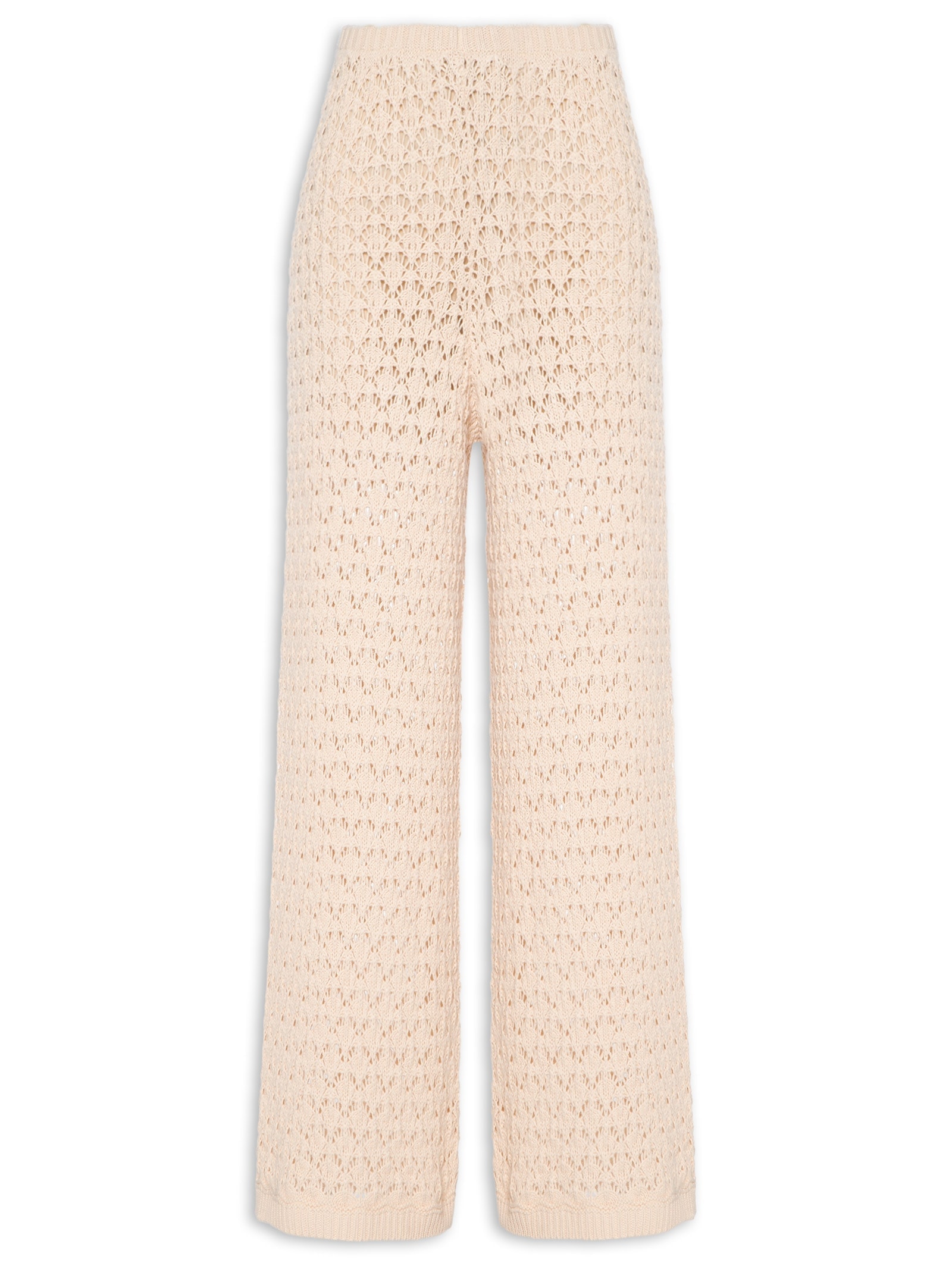 Calça Feminina Tricot Reta Bege My Favorite