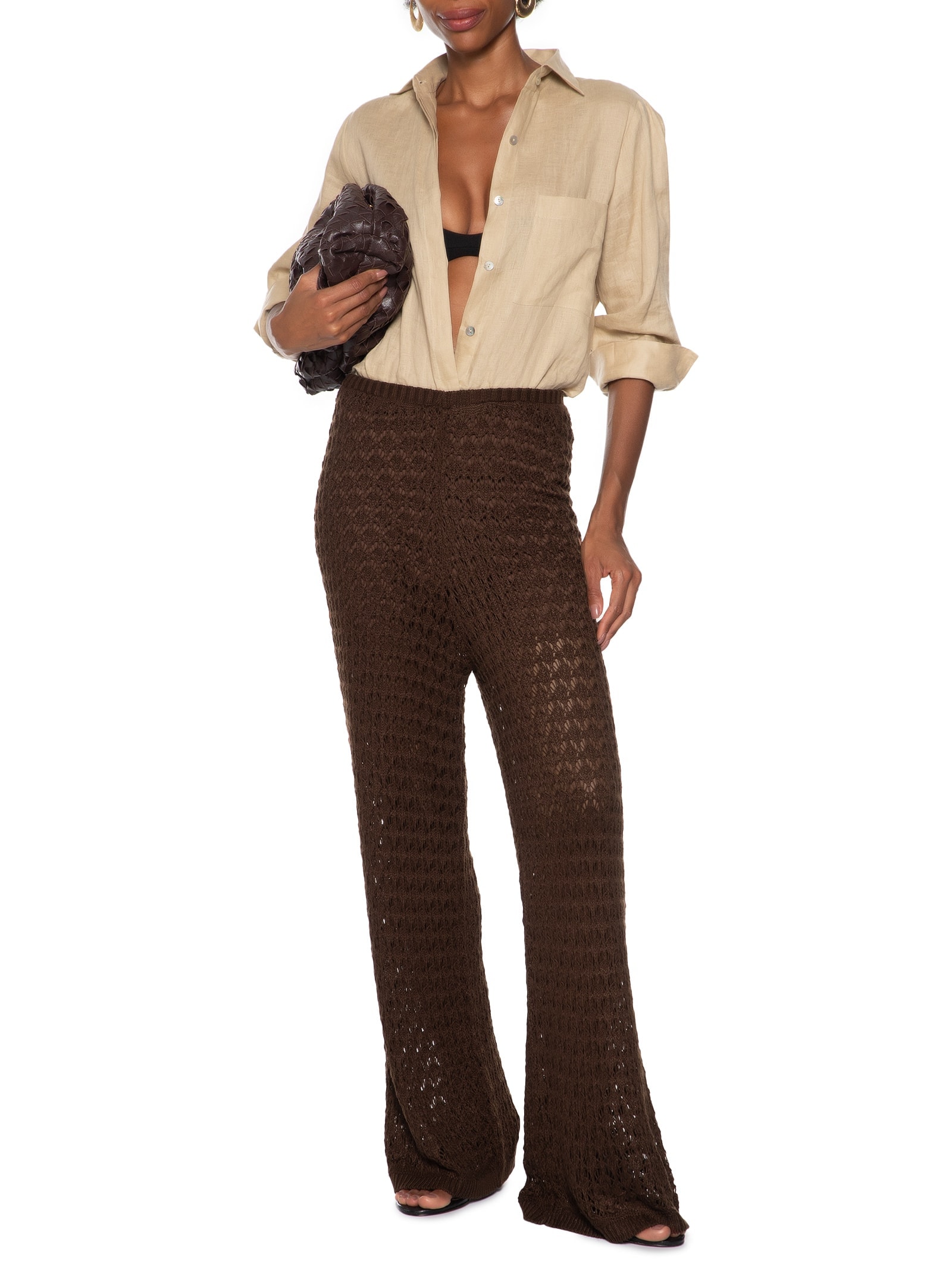 Calça Feminina Tricot Reta Marrom My Favorite