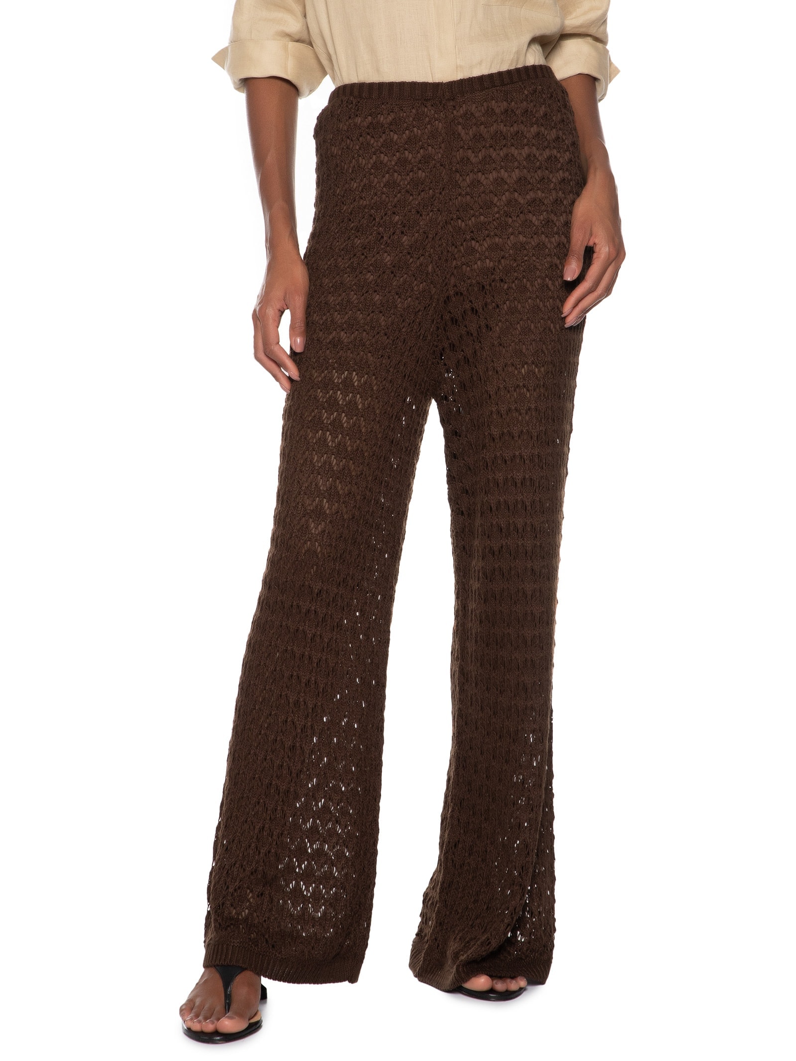 Calça Feminina Tricot Reta Marrom My Favorite