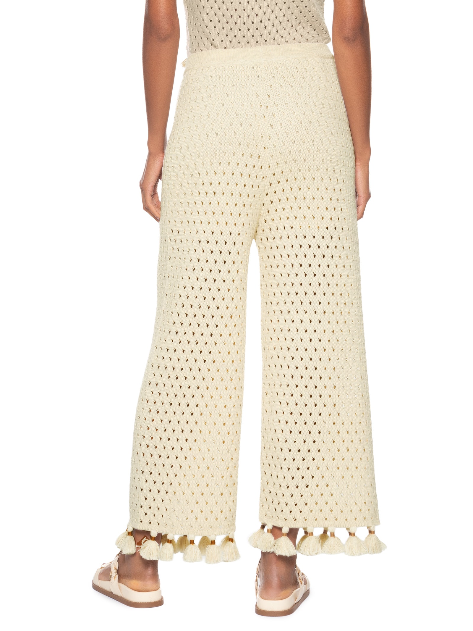 Calça Feminina Tricot Tássel Bege Cacay
