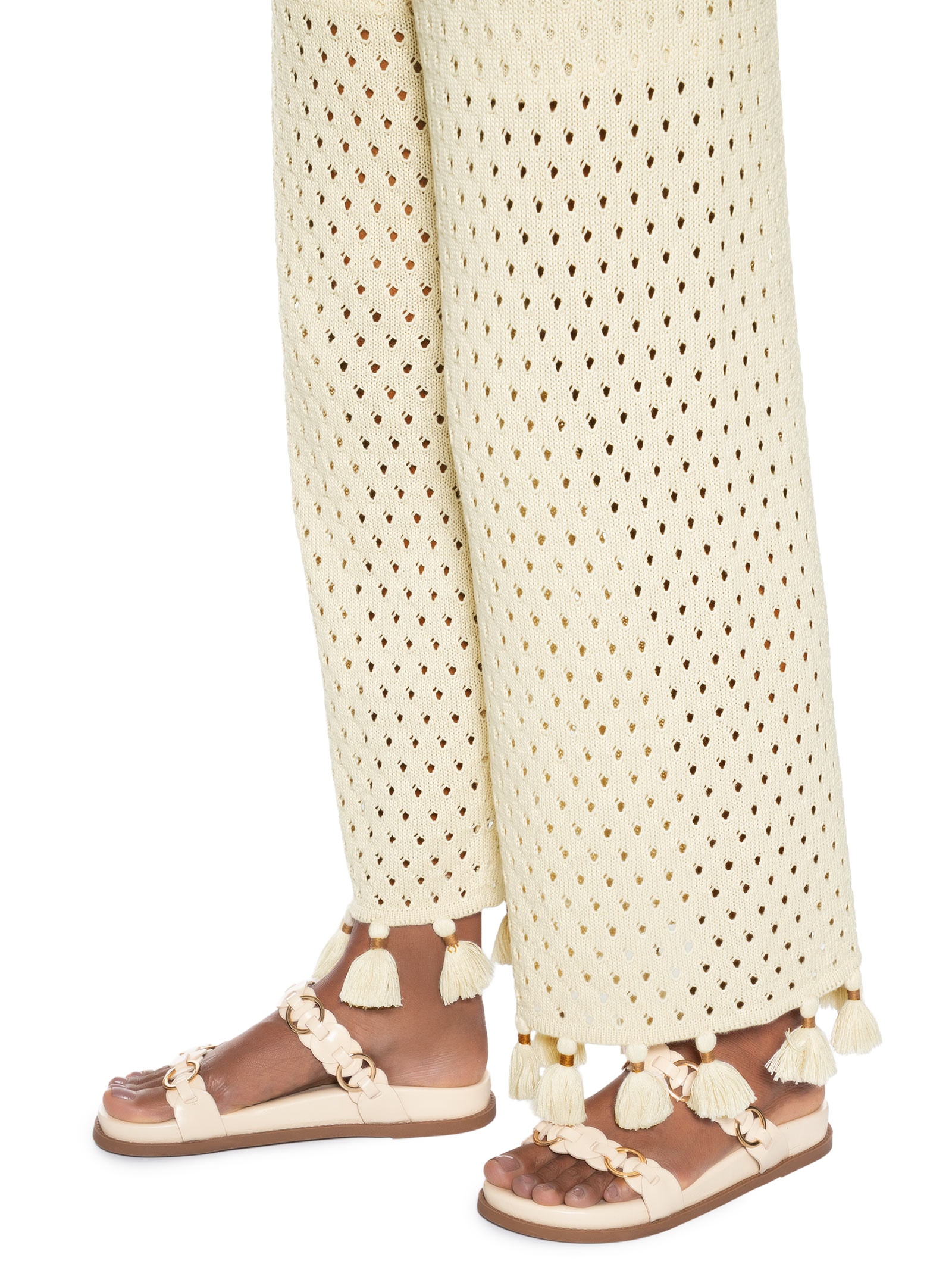 Calça Feminina Tricot Tássel Bege Cacay