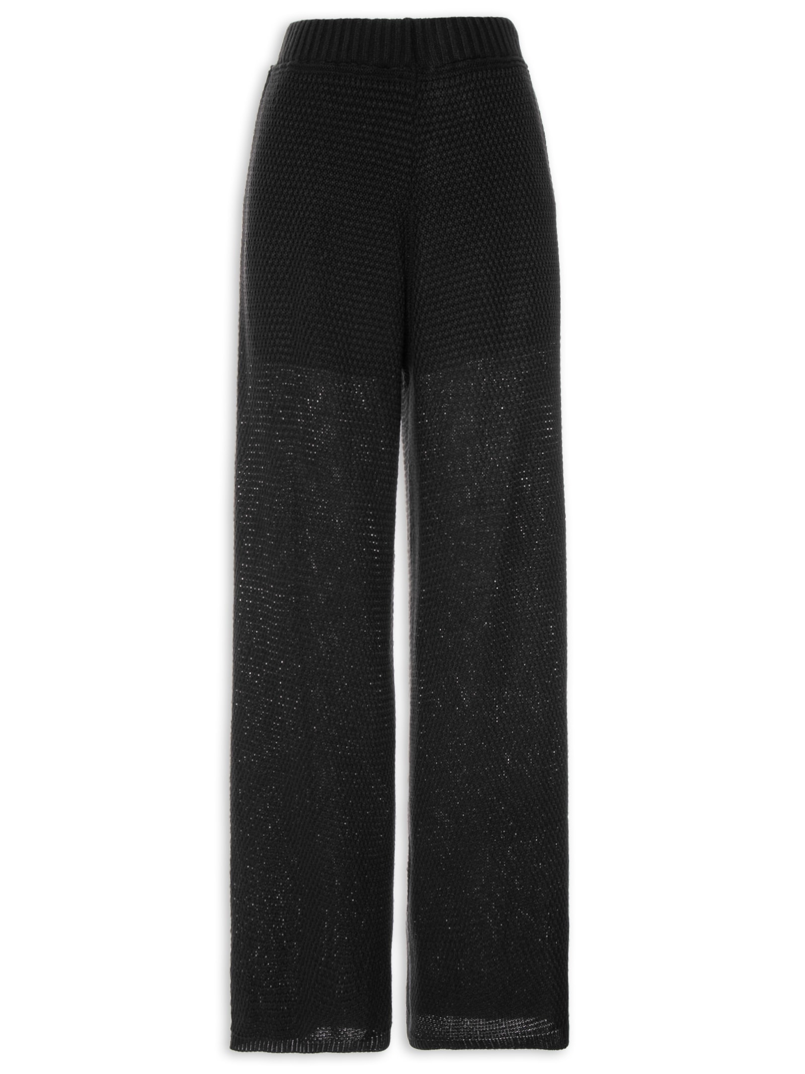 Calça Feminina Tricot Wide Leg Cintura Alta Preto My Favorite Things