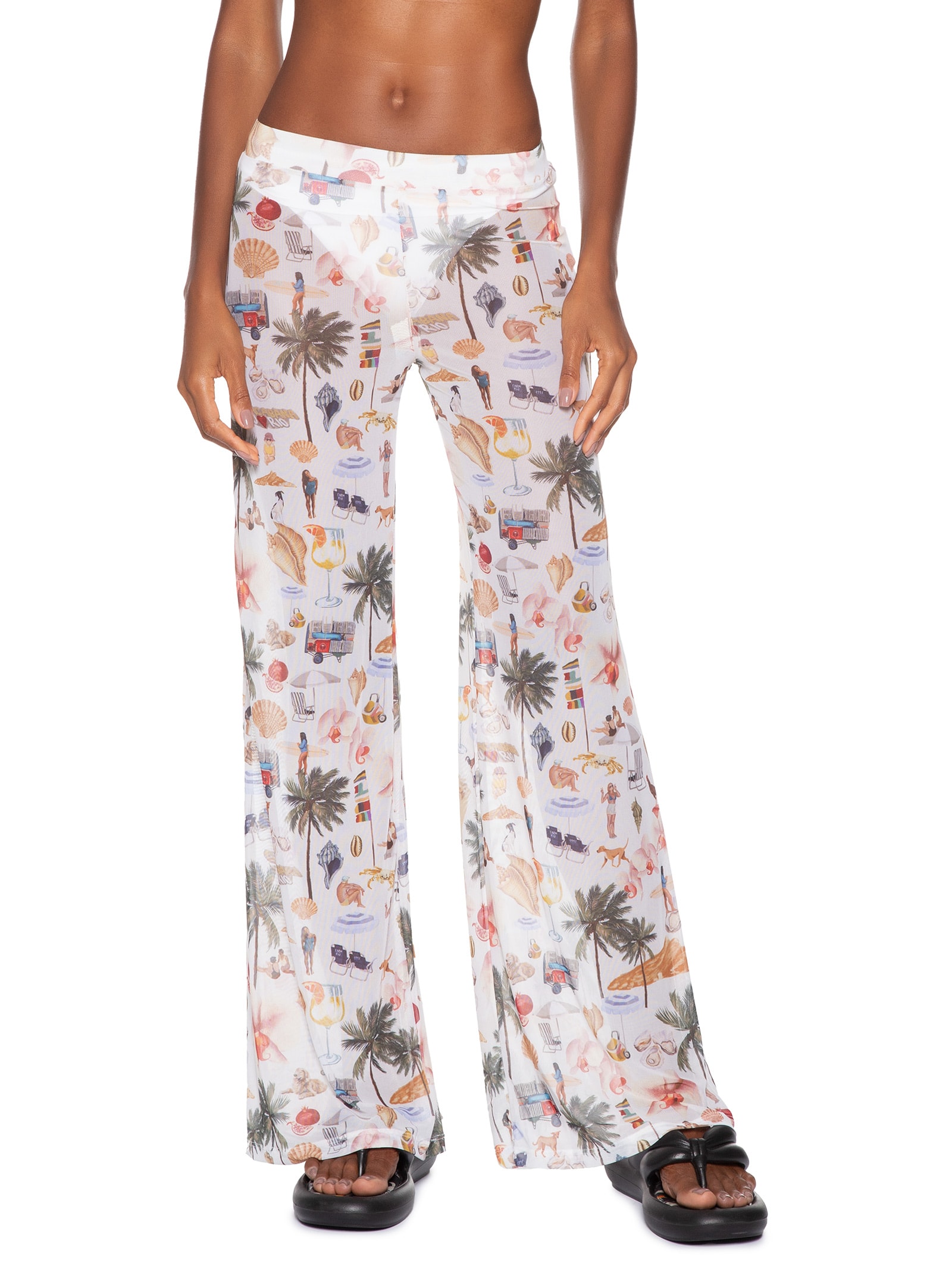 Calça Feminina Tule Colagem Carioca Branco Farm Praia