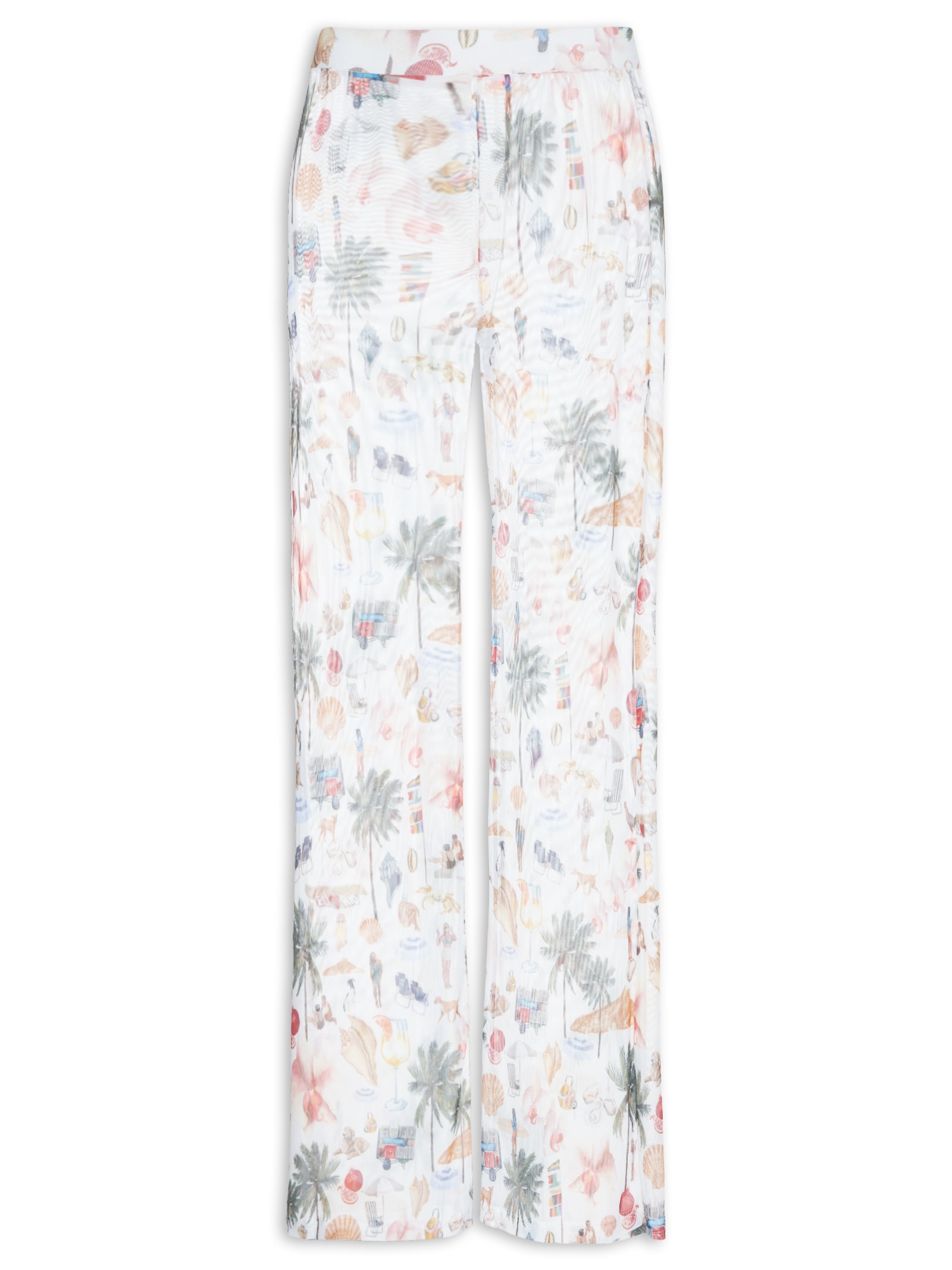 Calça Feminina Tule Colagem Carioca Branco Farm Praia