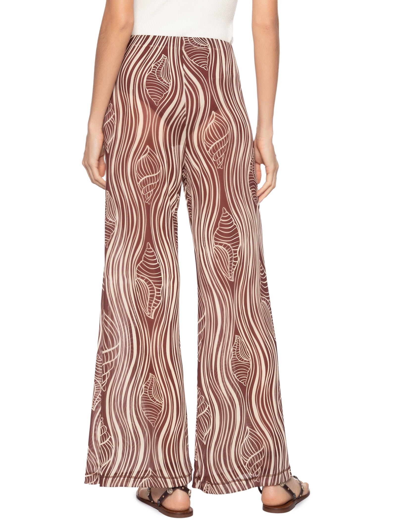 Calça Feminina Tule Estampa Do Mar Marrom Dress To