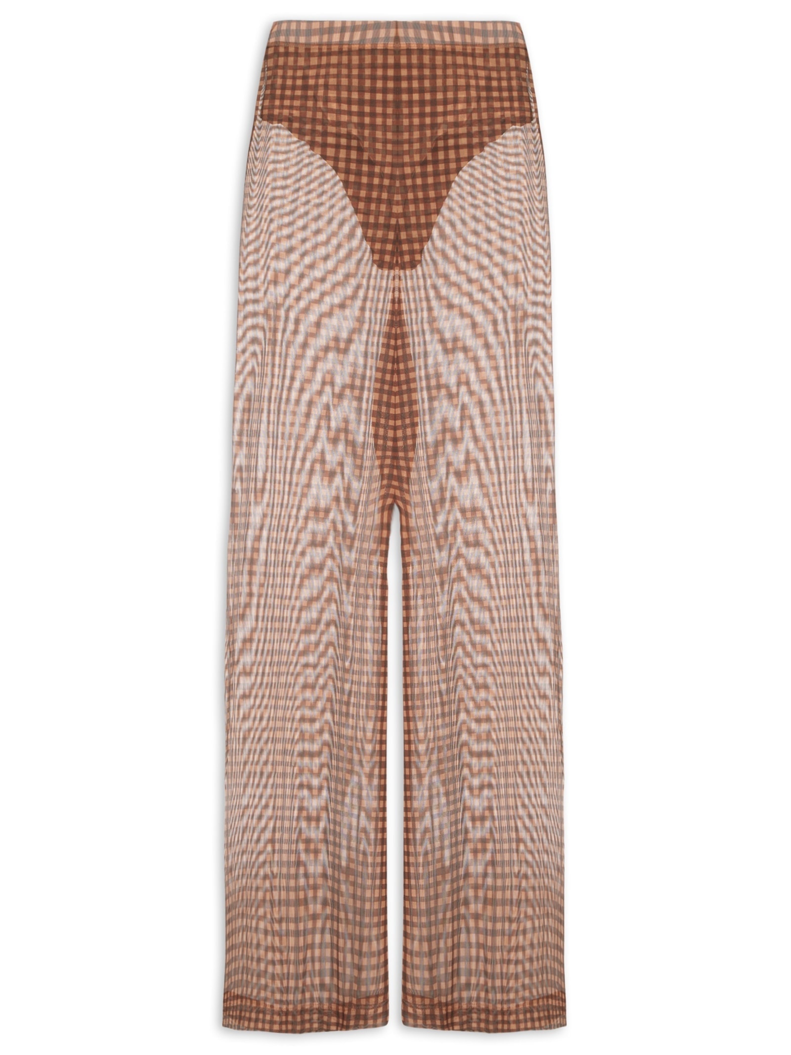 Calça Feminina Tule Estampa Vichy Marrom Dress To