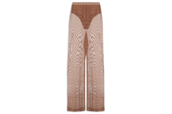 Calça Feminina Tule Estampa Vichy - Marrom