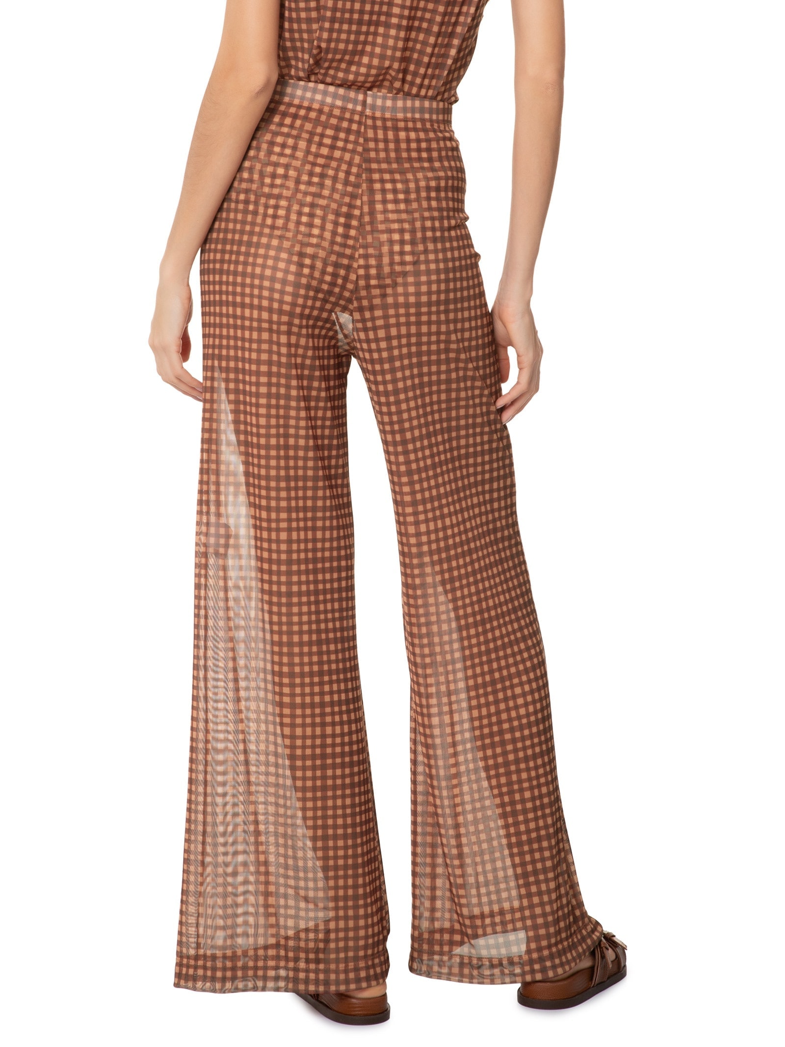 Calça Feminina Tule Estampa Vichy Marrom Dress To