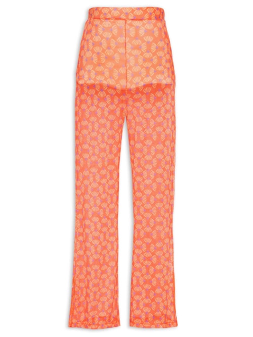 Calça Feminina Tule Estampado – Laranja