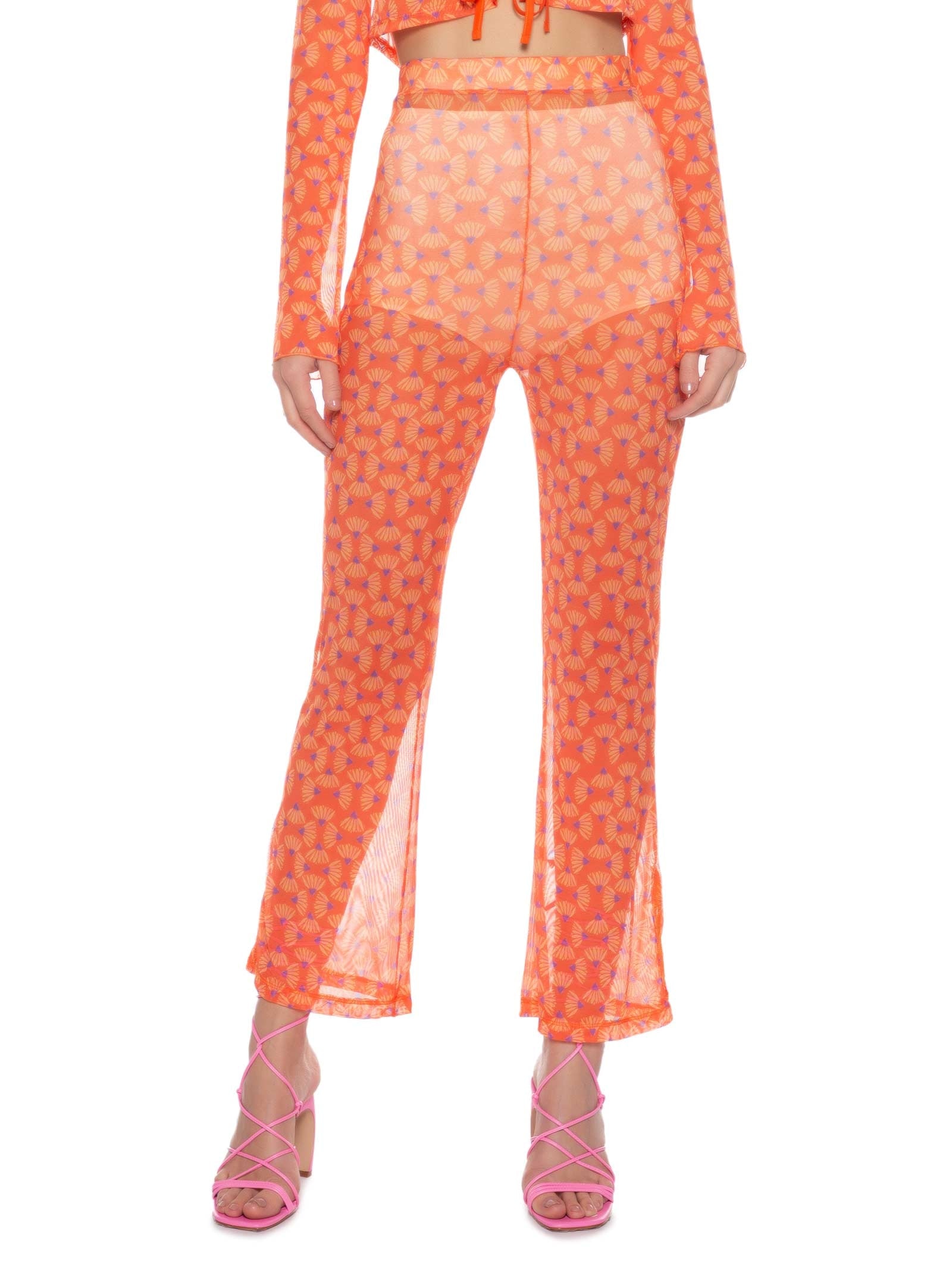 Calça Feminina Tule Estampado Laranja Colcci