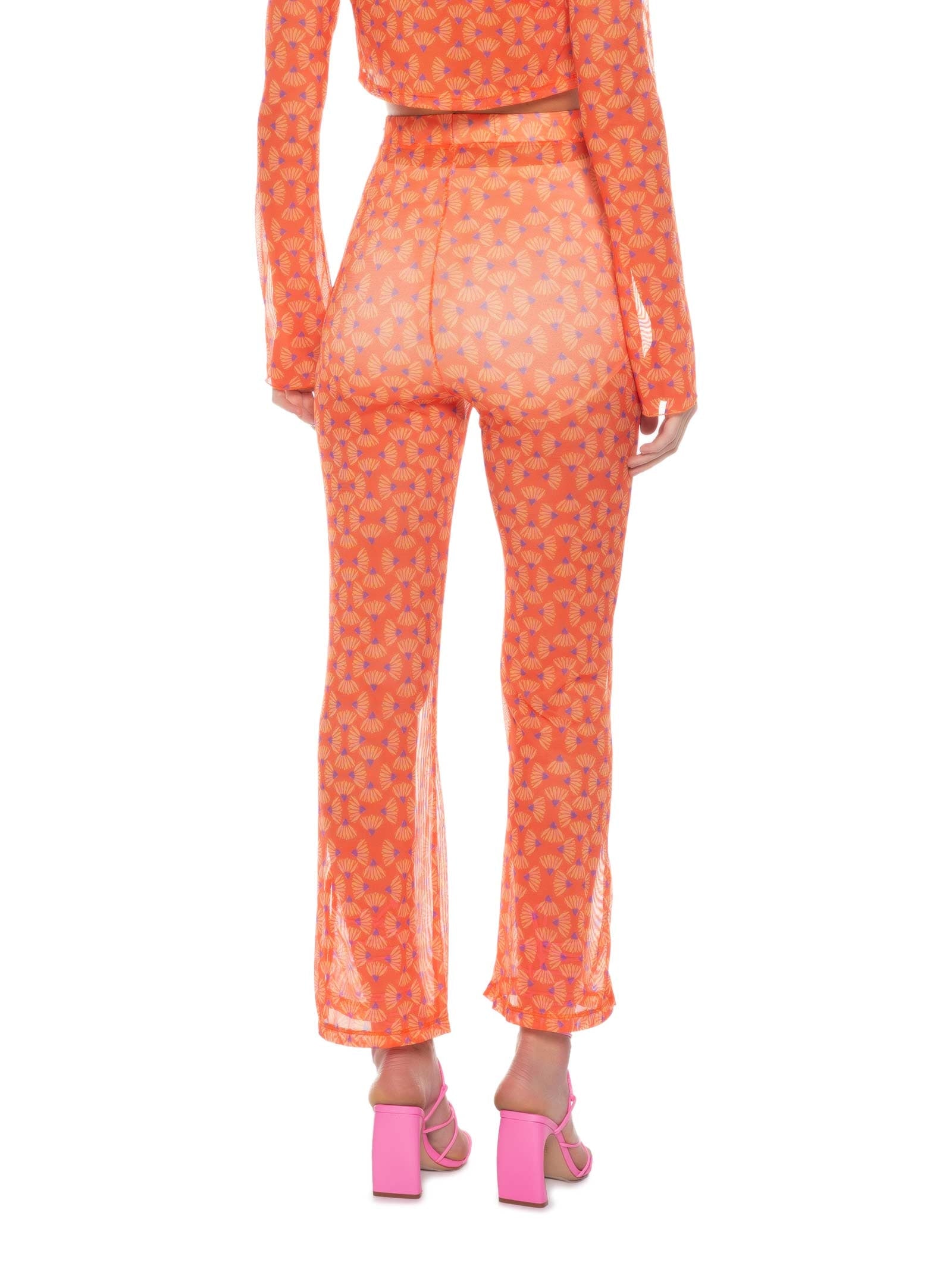 Calça Feminina Tule Estampado Laranja Colcci