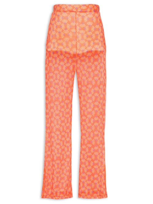 Calça Feminina Tule Estampado - Laranja