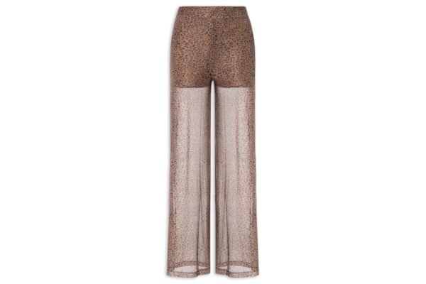 Calça Feminina Tule Flaire Estampa Onça Grão Color - Marrom