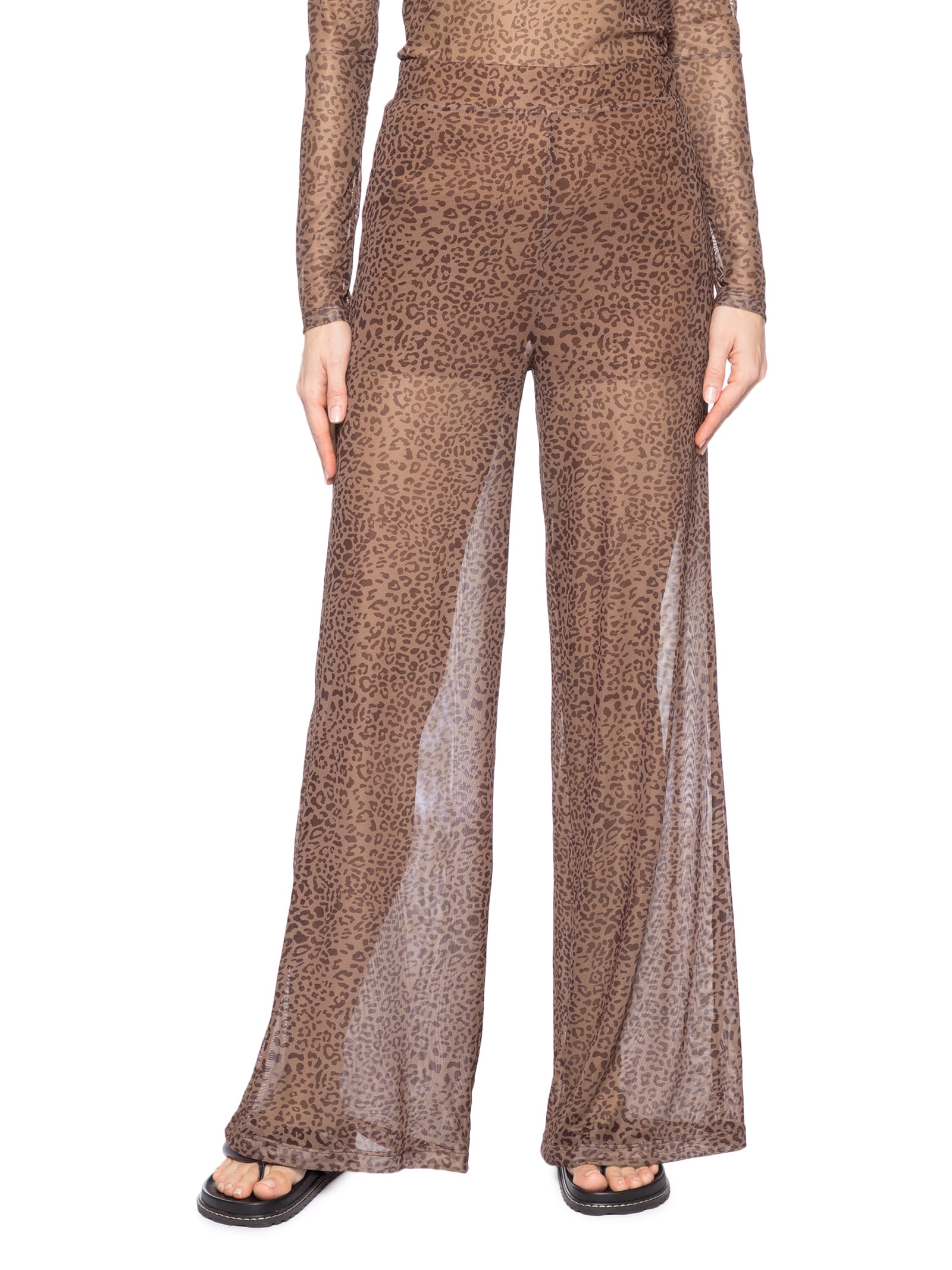 Calça Feminina Tule Flaire Estampa Onça Grão Color Marrom Animale Jeans