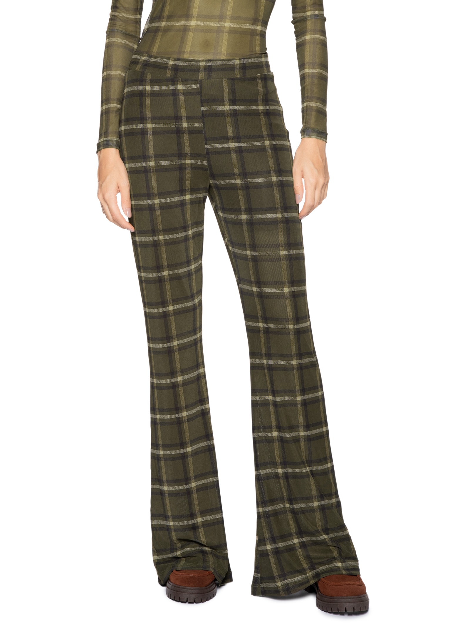 Calça Feminina Tule Xadrez Verde Animale Jeans