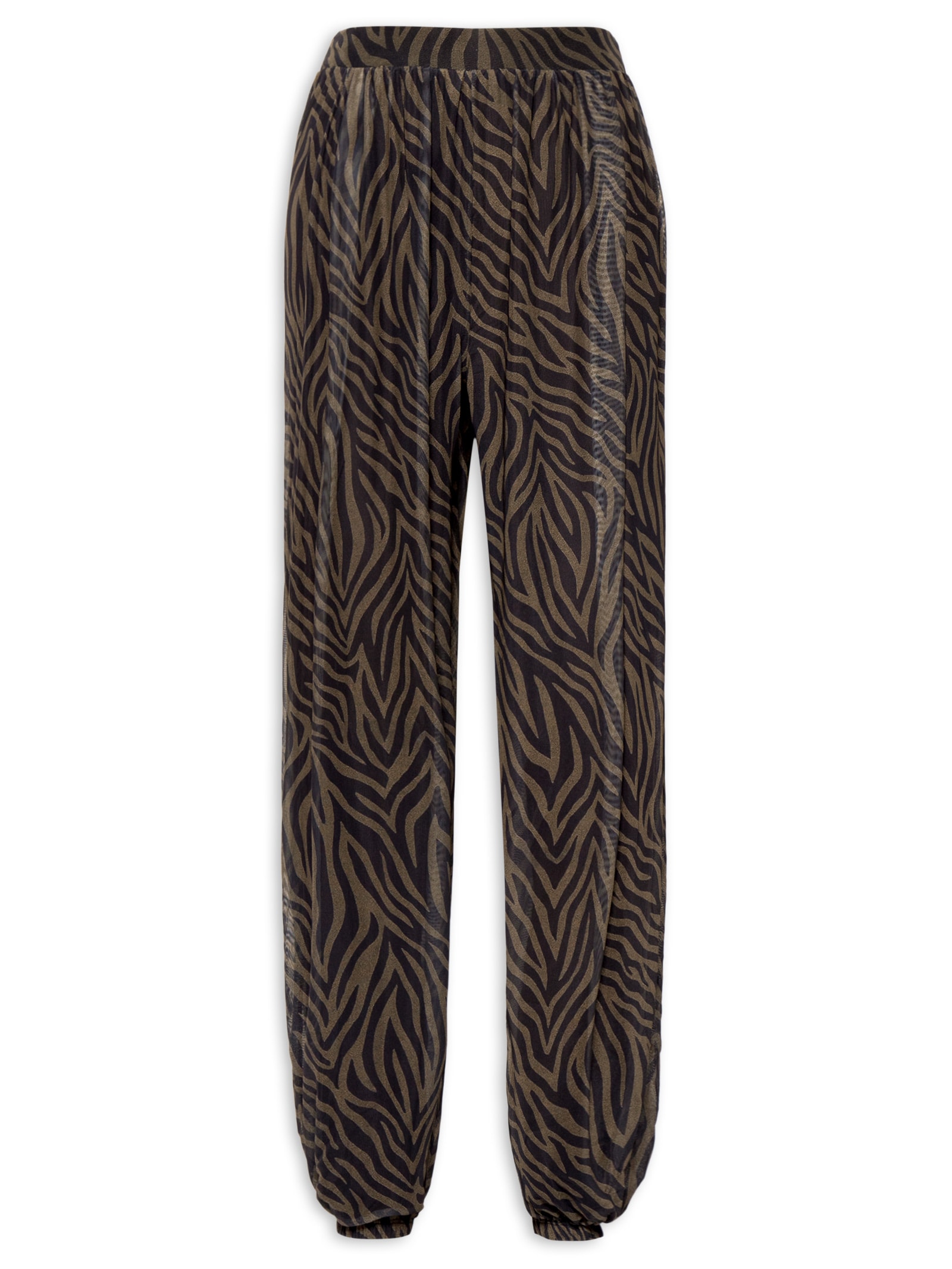 Calça Feminina Tule Zebra Marrom Animale Jeans