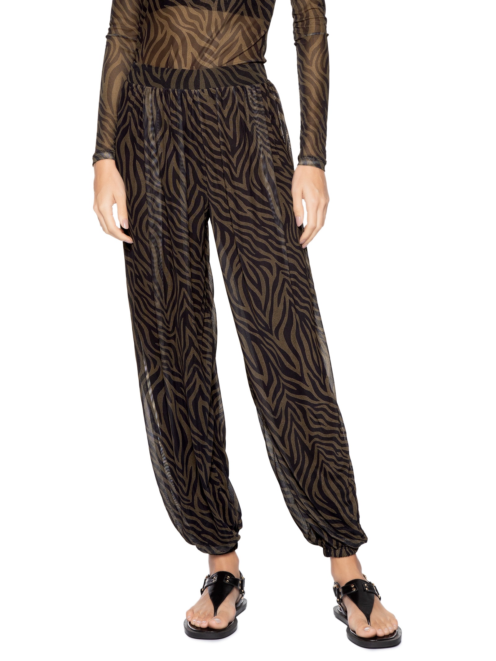Calça Feminina Tule Zebra Marrom Animale Jeans