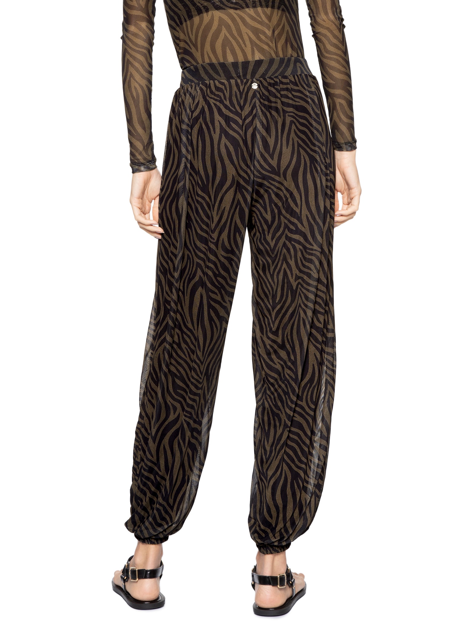 Calça Feminina Tule Zebra Marrom Animale Jeans
