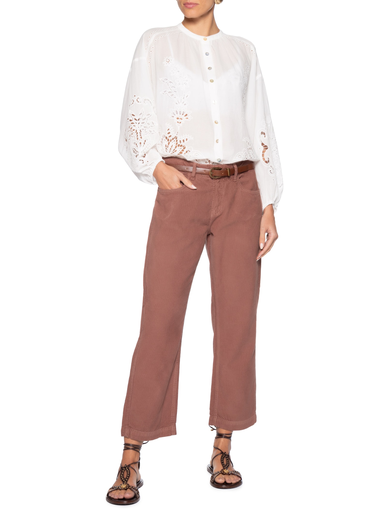 Calça Feminina Veludo Cotelê Relaxed Rosa Maria Filó