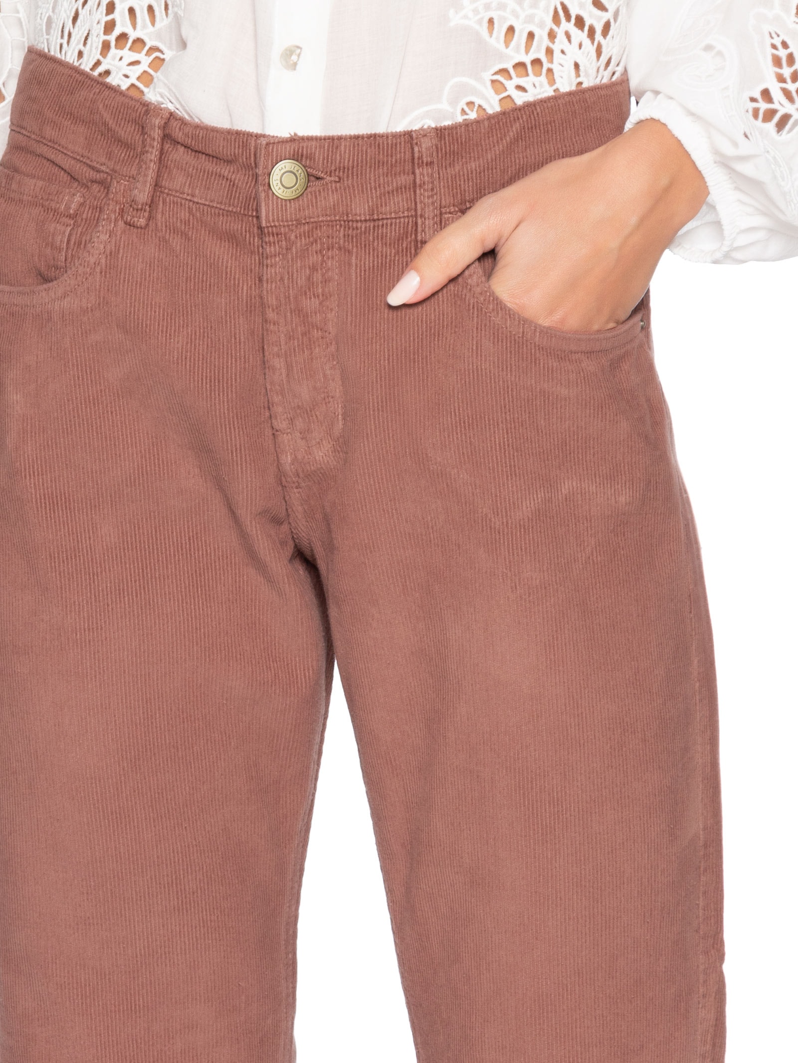 Calça Feminina Veludo Cotelê Relaxed – Rosa Maria Filó