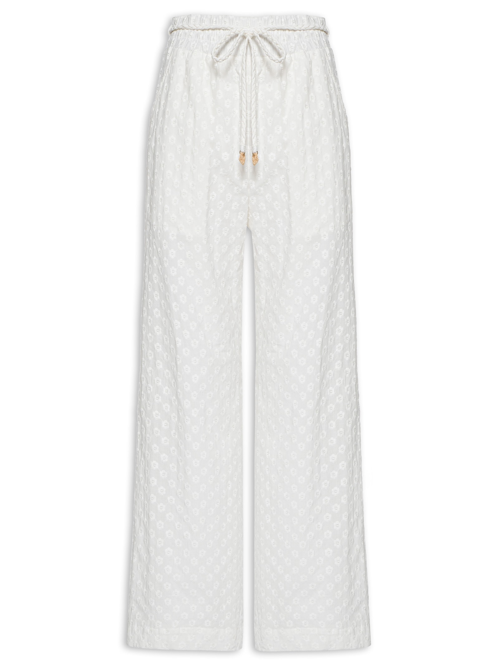 Calça Feminina Voil Bordado Mini Flowers Off White Cantão