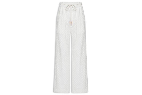 Calça Feminina Voil Bordado Mini Flowers - Off White