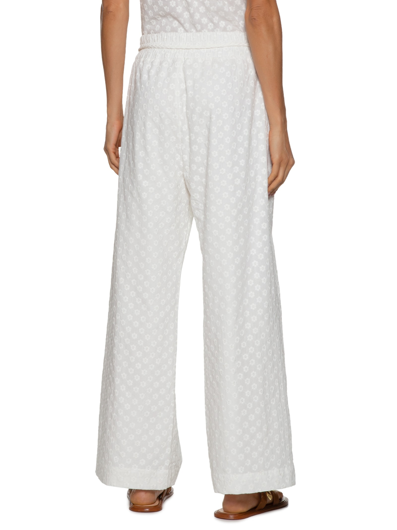Calça Feminina Voil Bordado Mini Flowers Off White Cantão