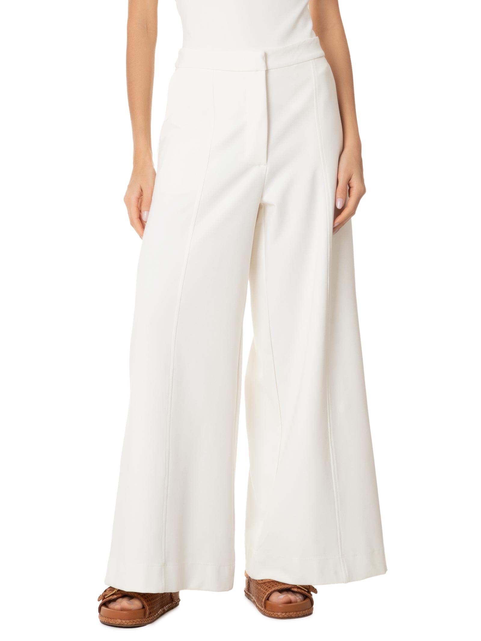 Calça Feminina Wide Leg Alfaiataria Off White Dress To