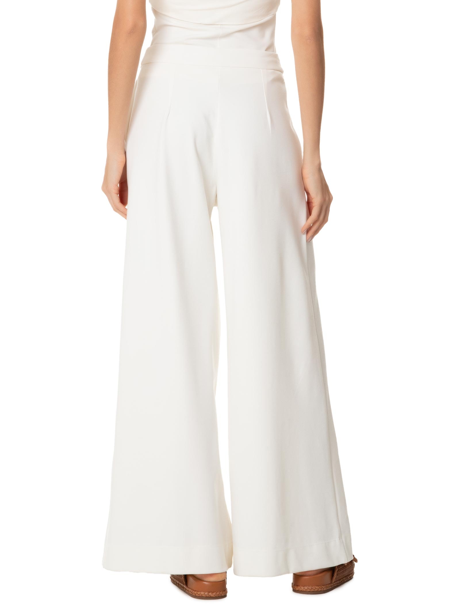 Calça Feminina Wide Leg Alfaiataria Off White Dress To