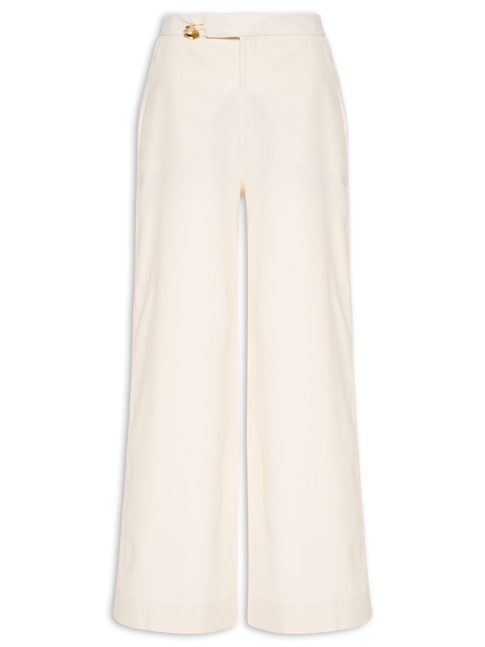 Calça Feminina Wide Leg Cintura Alta Branco Lança Perfume